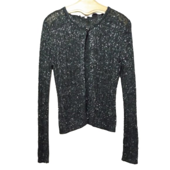 Carol Rose Black & Silver Cable Knit Sweater XL - Picture 1 of 8